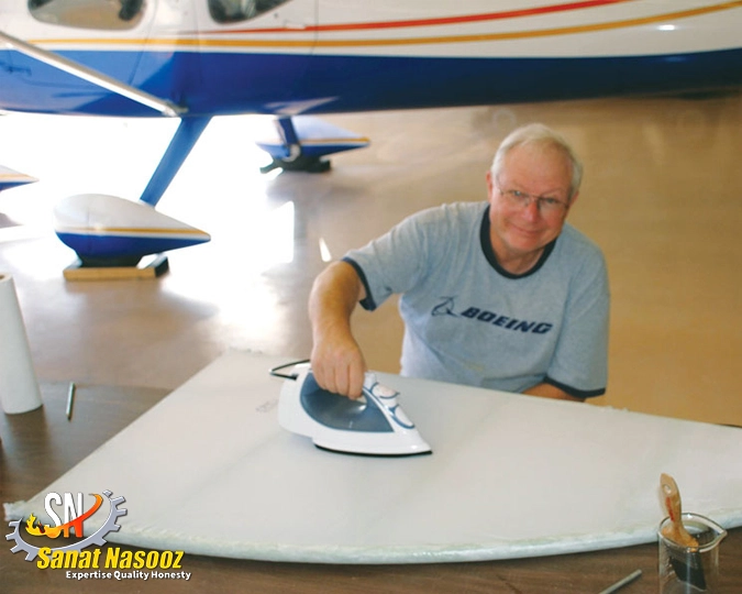 اتو کشیدن پارچه فایبرگلاس برای استفاده در بدنه هواپیما